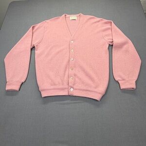 Jeff Links Vintage Pink (Lord Jeff) 100% Dupont Orlon Cardigan Sweater Size L